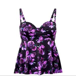 TORRID FLORAL UNDERWIRE KNOT FRONT TANKINI TOP